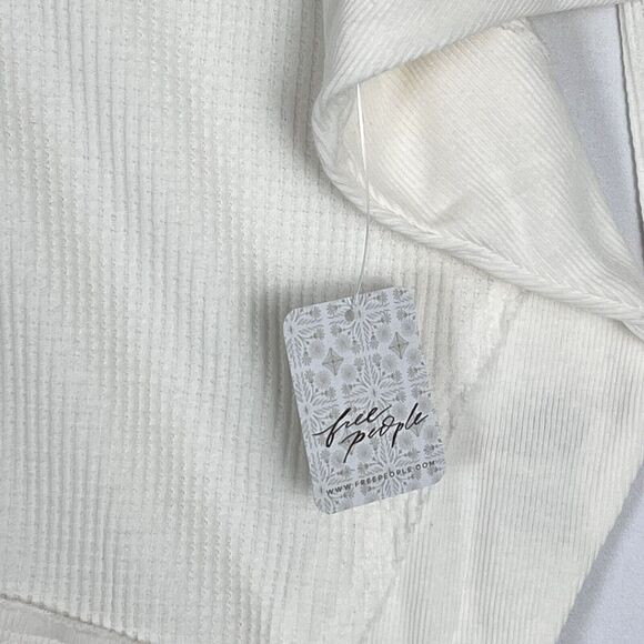 Free People Santa Clara Thermal Top Sz S Alabaster White Oversized Waffle Knit - Picture 7 of 9